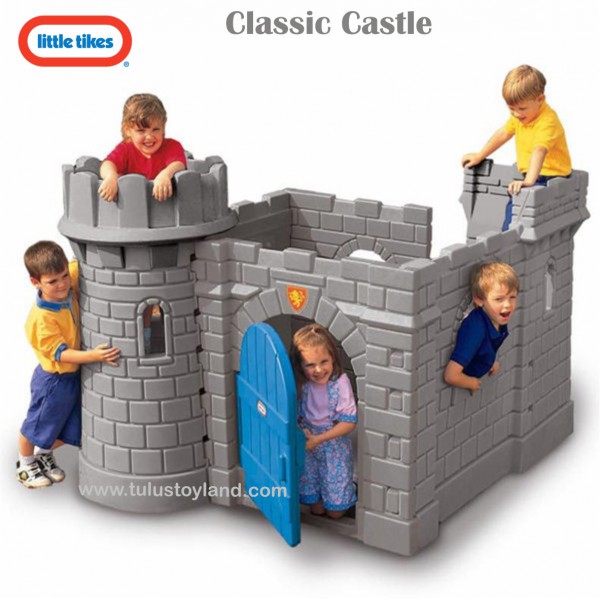 outdoor castle playhouse with slide