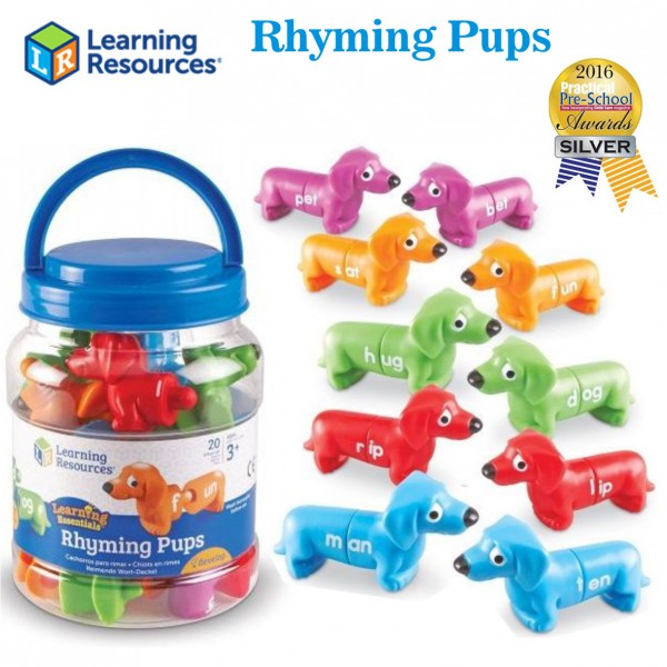 Ages 3+ Learning Resources Snap-N-Learn Rhyming Pups Toy 20 Pieces 